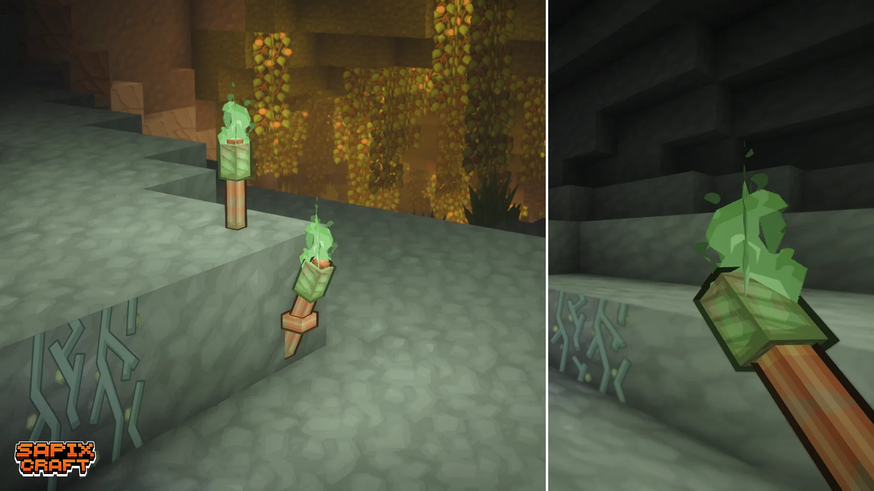 Факелы из меди в стиле Sapixcraft.