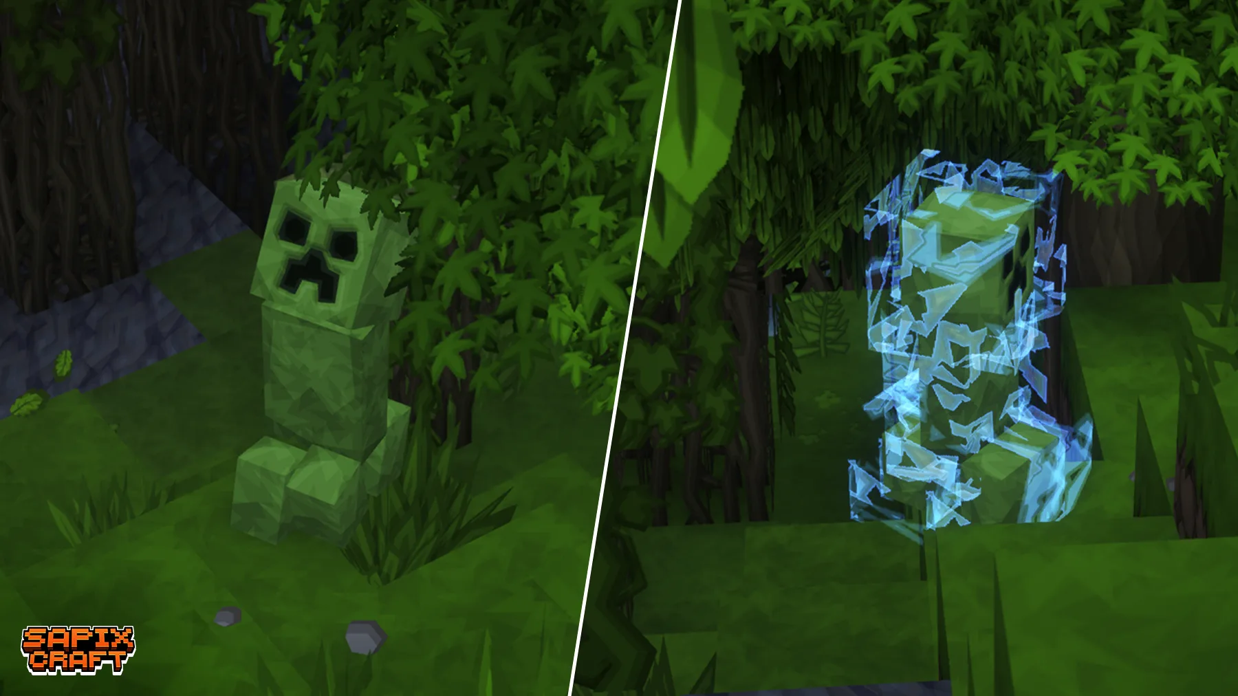 Заряженный крипер в стиле текстурпака Sapixcraft.