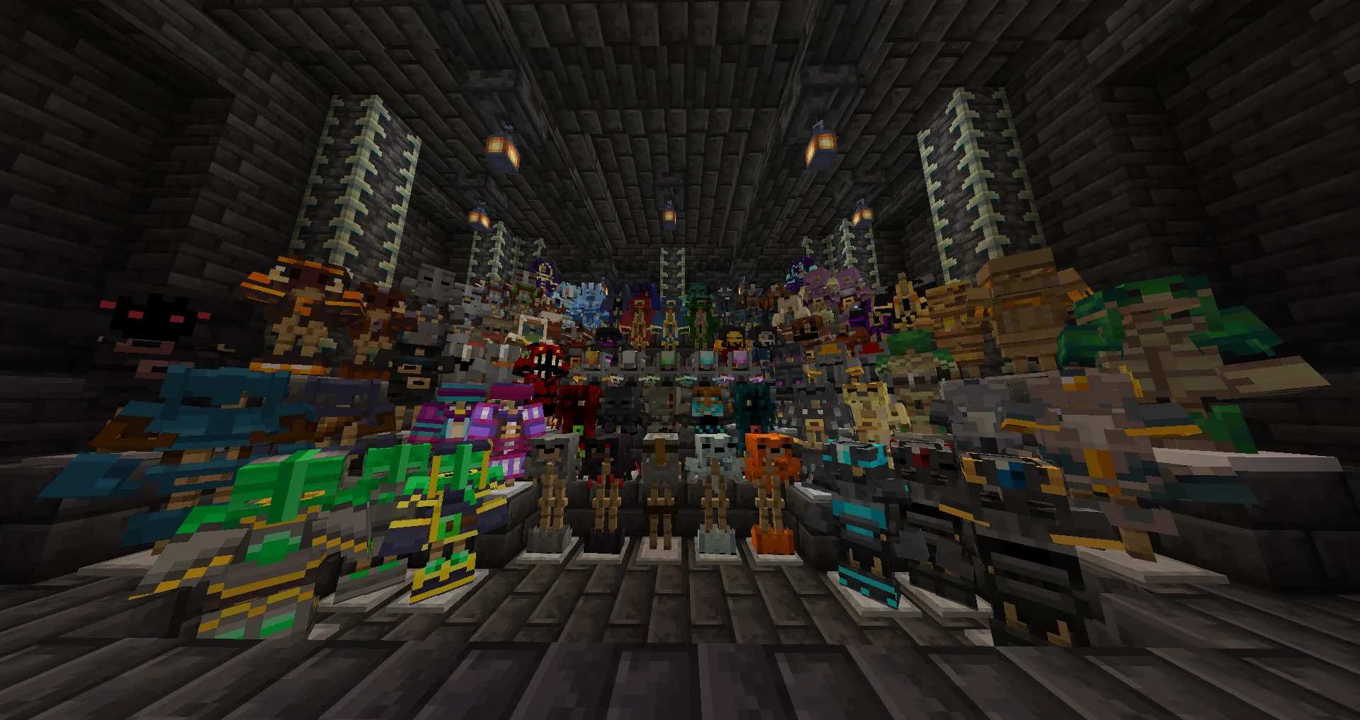 Демонстрация всех 74 комплектов брони из мода MC Dungeons Armors.