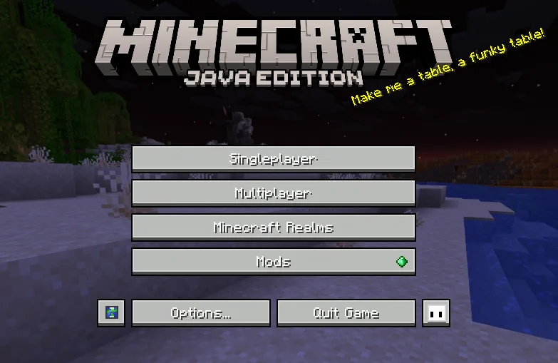 Главное меню с интерфейсом в стиле Bedrock