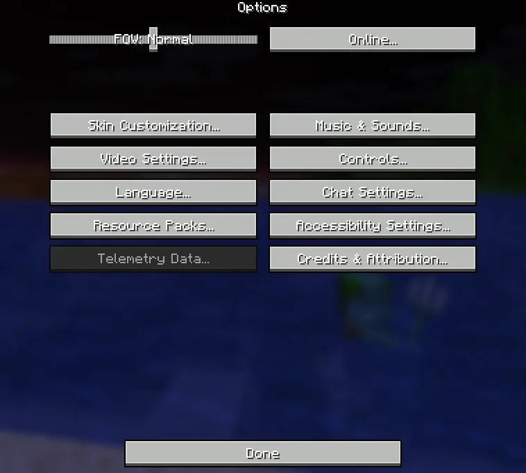 Интерфейс настроек в стиле Bedrock для Java Edition