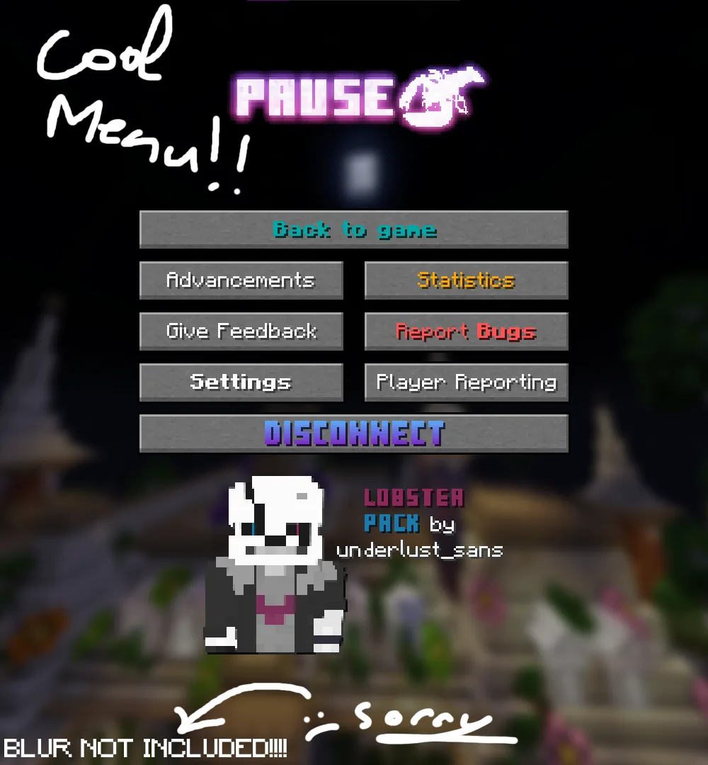 Меню паузы в ресурс-паке Lust's Lobster Pack