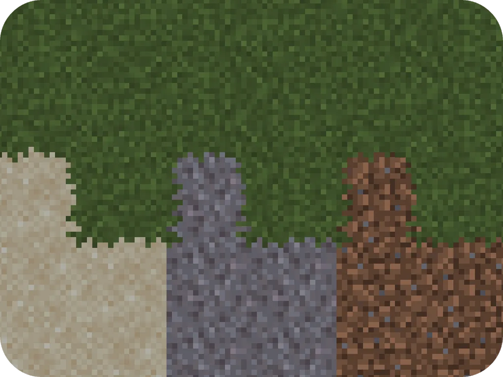 Текстуры травы, переходящие с одного блока на другой в проекте Fusion.