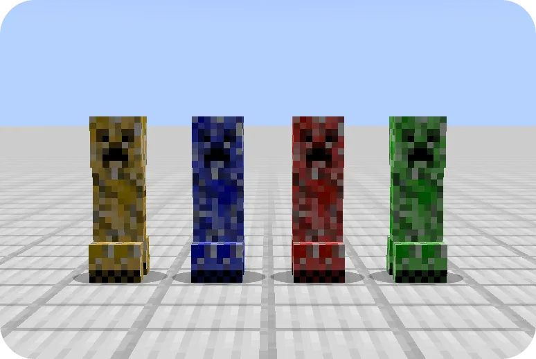 Скриншот проекта Fusion: пример работы случайных текстур для криперов.