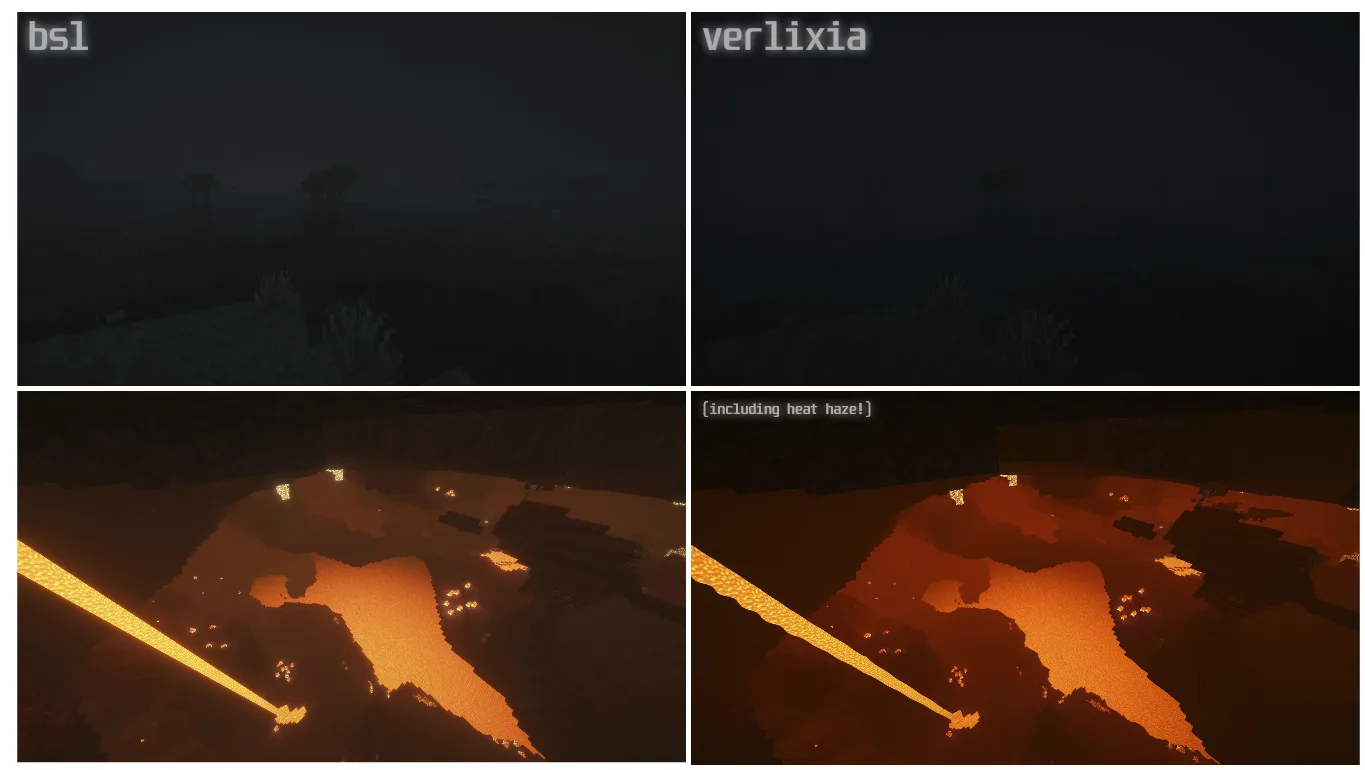 Сравнение шейдеров Verlixia и BSL: ночное освещение, пещеры и визуальные эффекты в Нижнем мире