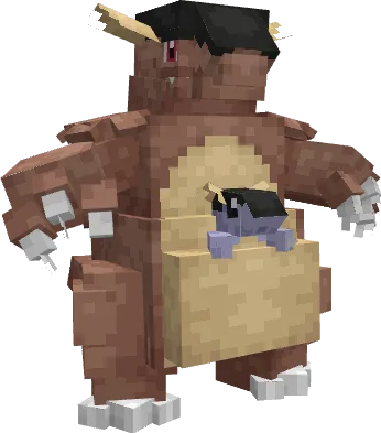 Рендер покемона Кангасхан из мода Cobble-Remodels.