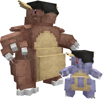 Модель покемона Мега Кангасхан из проекта Cobble-Remodels в Minecraft.