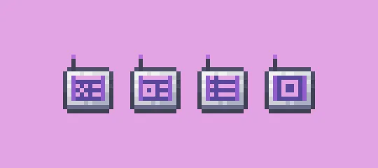 Беспроводные терминалы из мода Applied Energistics 2: крафтовый, кодировщик шаблонов, доступ к шаблонам и универсальный терминал.