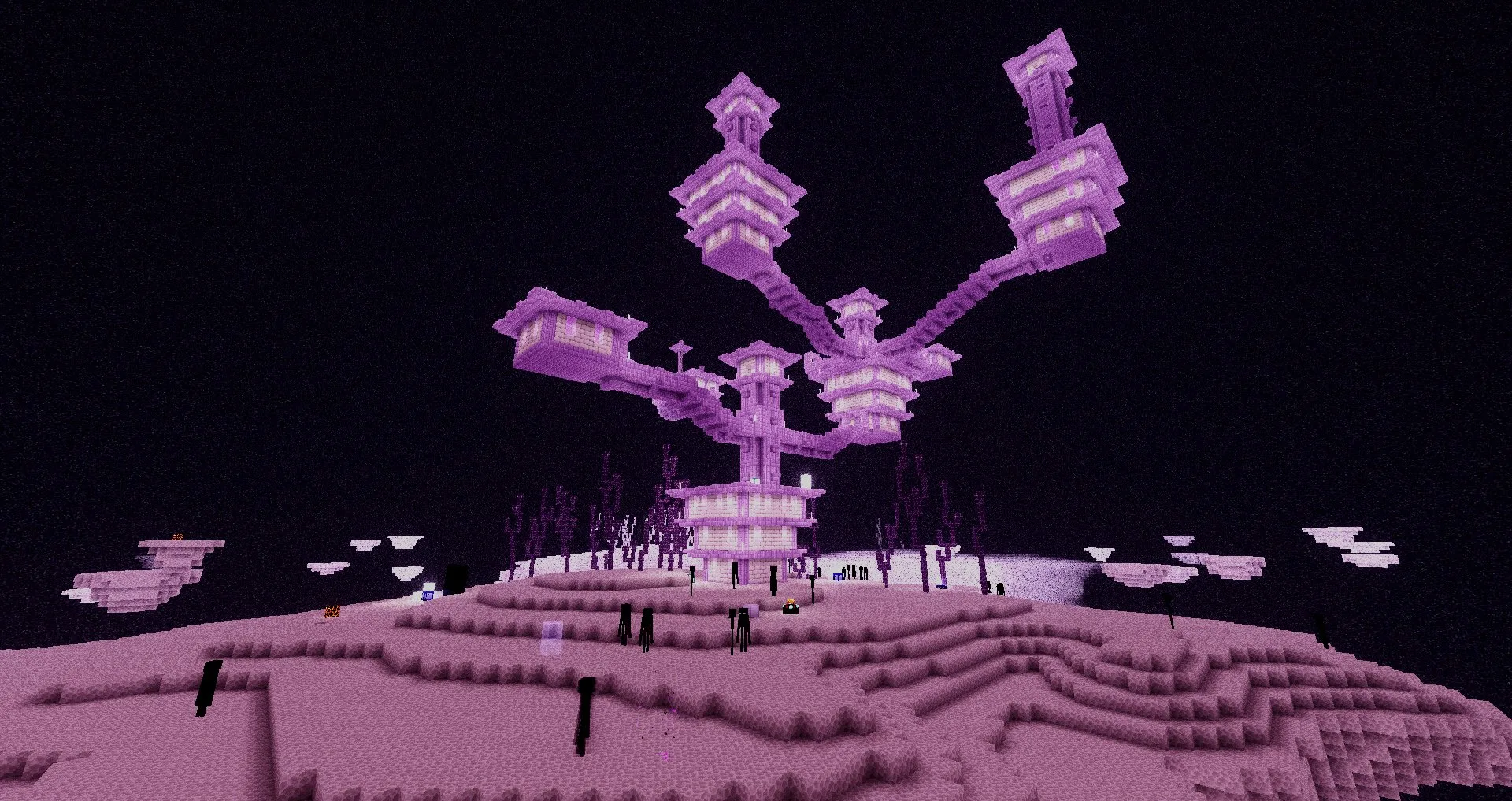 Энд в Minecraft с шейдером Baseline.