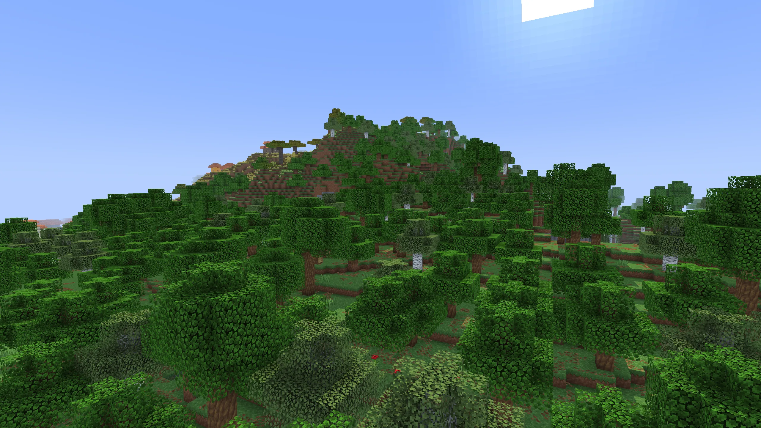 Лесной ландшафт в стиле Minecraft.