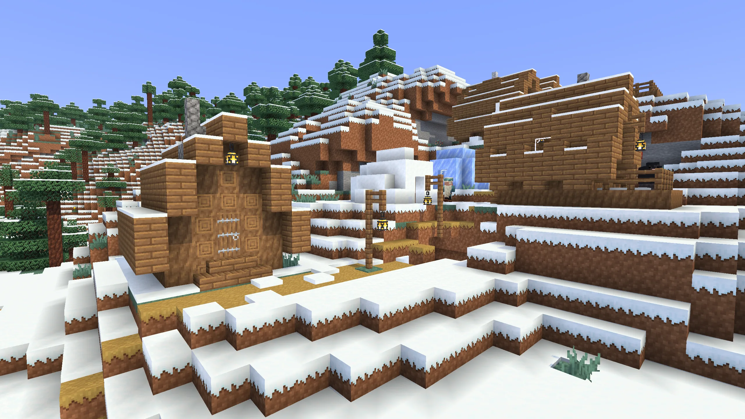 Деревня в заснеженном биоме Minecraft.