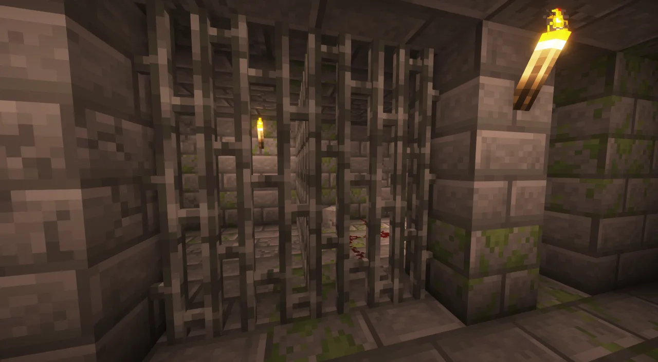 3D-модель тюремной камеры в стиле Minecraft.