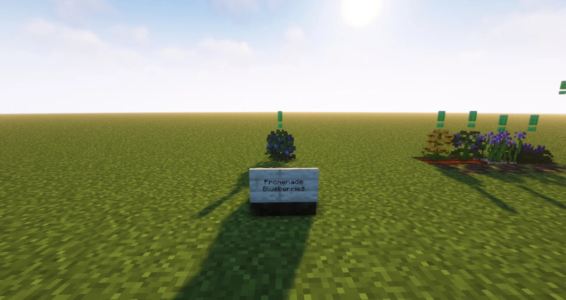 Скриншот с кустами черники в Minecraft из мода Hey! Your Crops Are Ready.