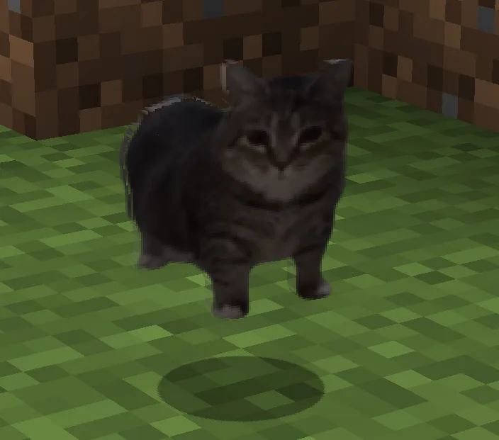 Тотем с изображением кота из мема OIIAOIIA в Minecraft.