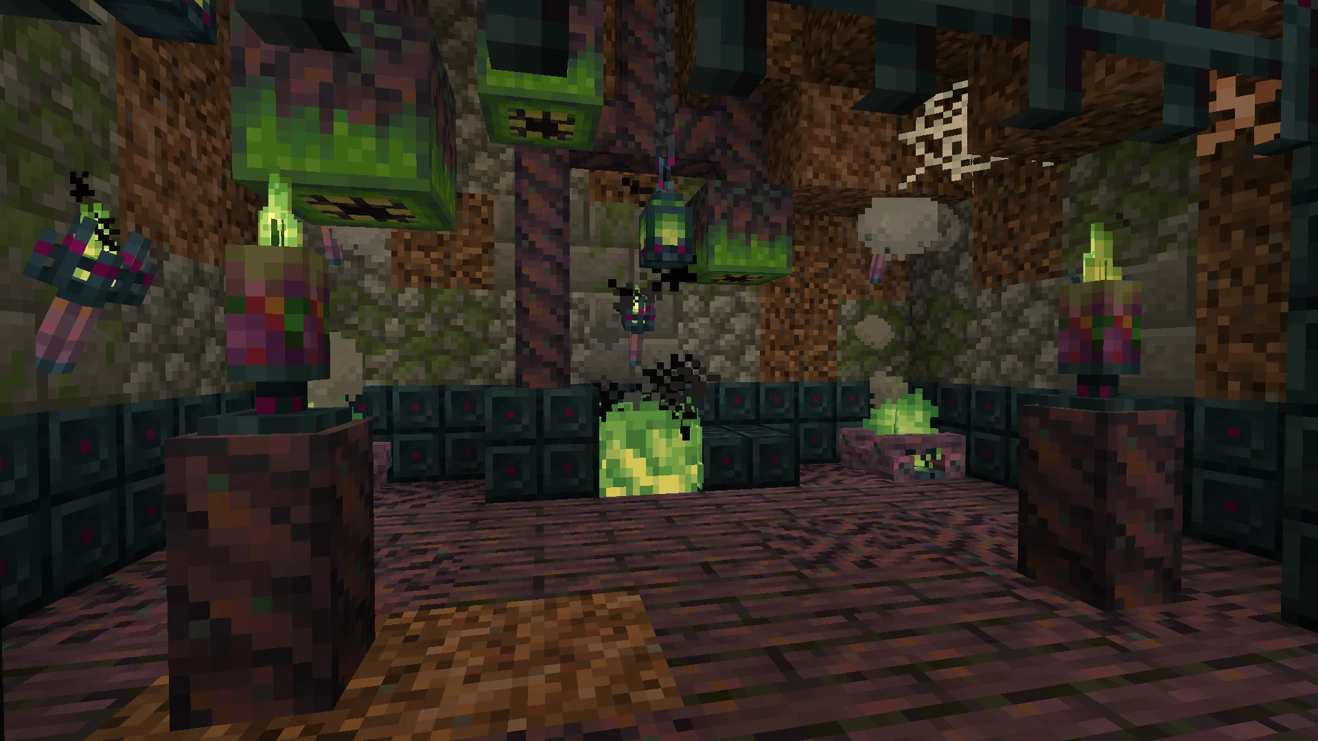 Фиолетовый комплект блоков из древесины Wormroots из мода Dungeon's Delight.