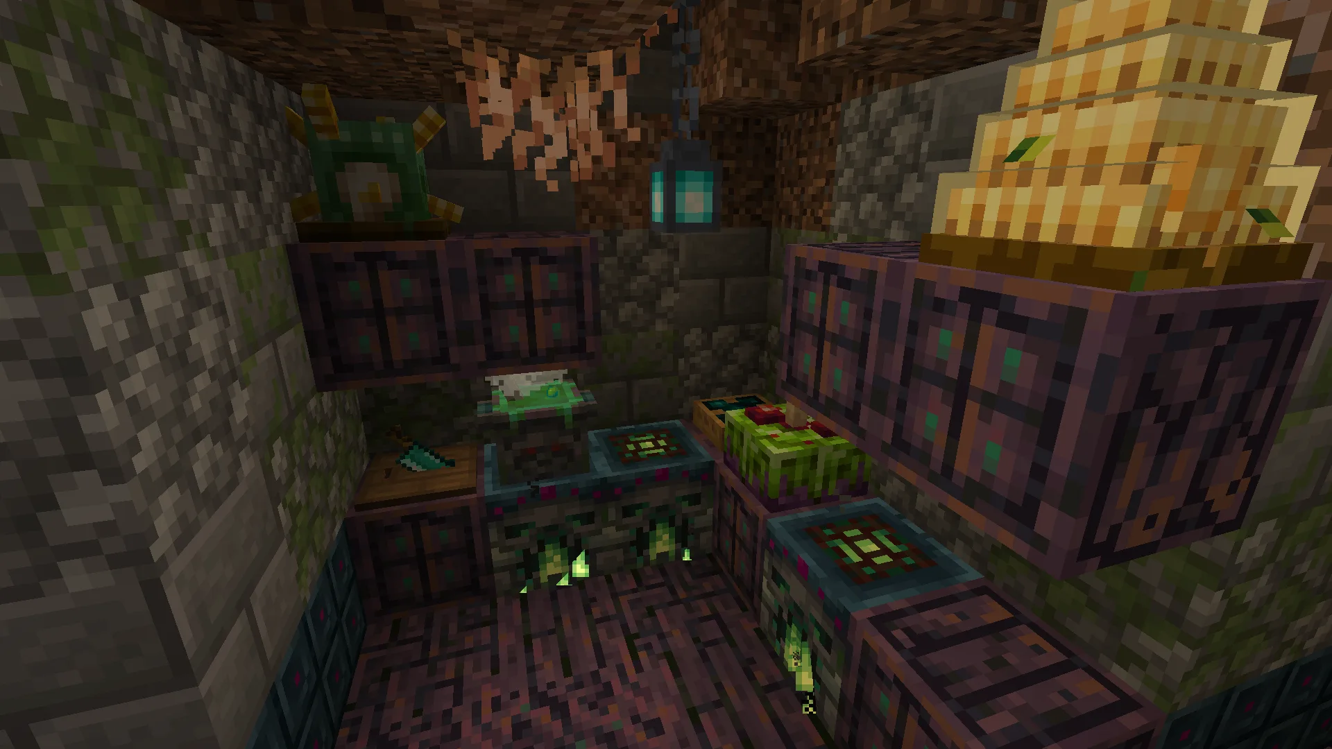 Различные декоративные блоки с едой из модификации Dungeon's Delight.