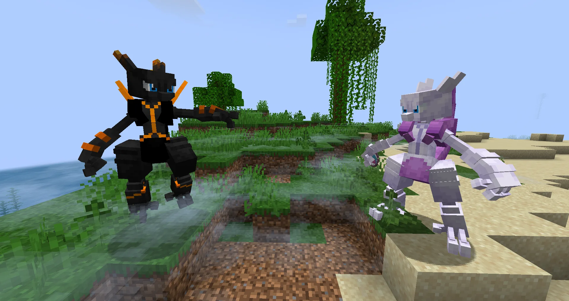 Персонаж в позе ожидания из мода Cobblemon: Cosmetic Expansion.