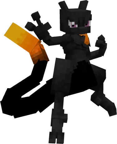 Персонаж с теневыми косметическими предметами из мода Cobblemon: Cosmetic Expansion.