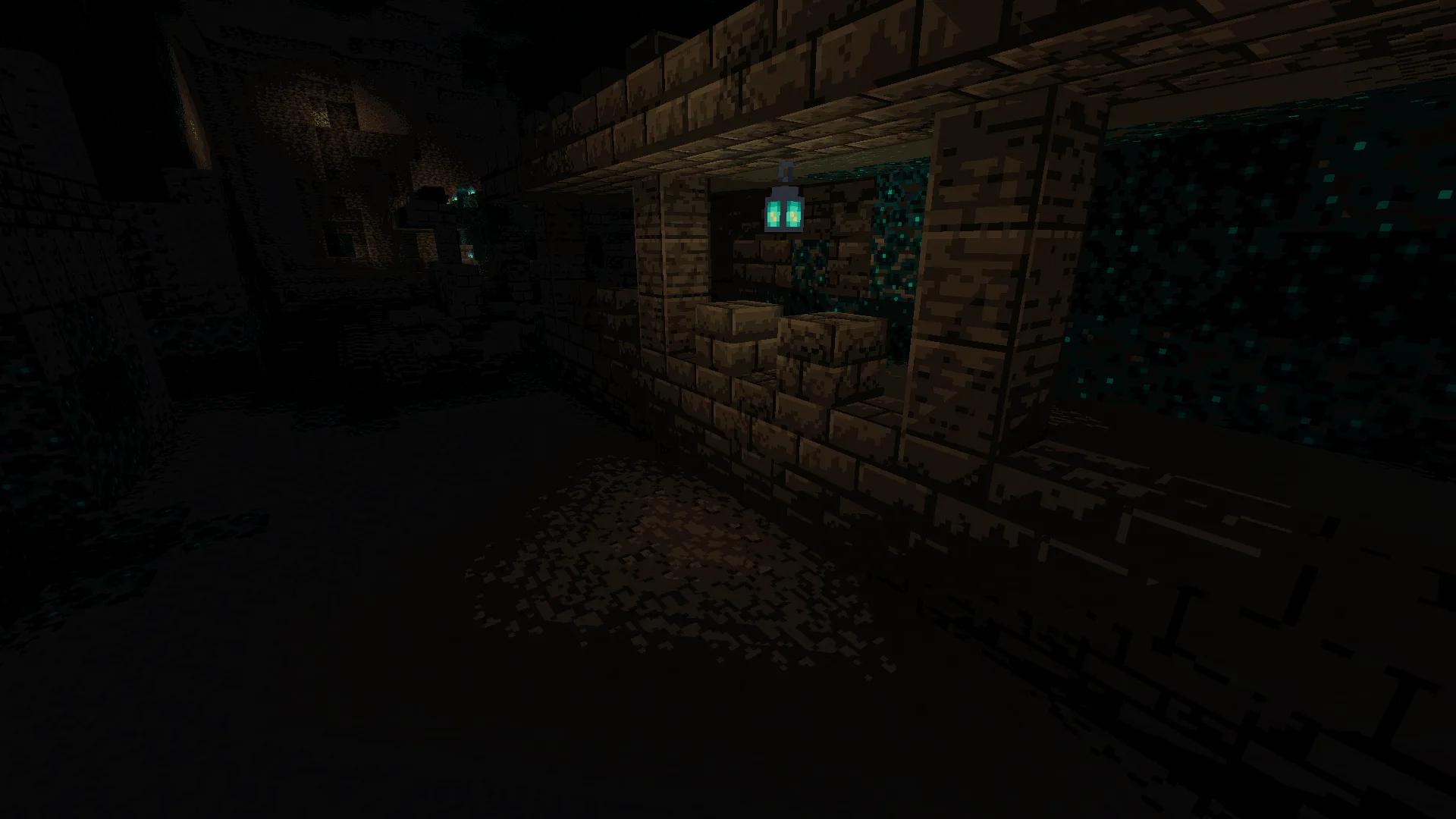 Древний город с шейдером, освещающим лампу.