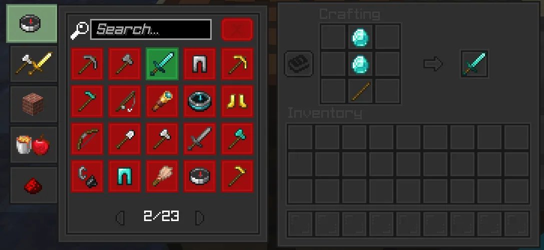 Интерфейс верстака в ресурс-паке Peep Client GUI.