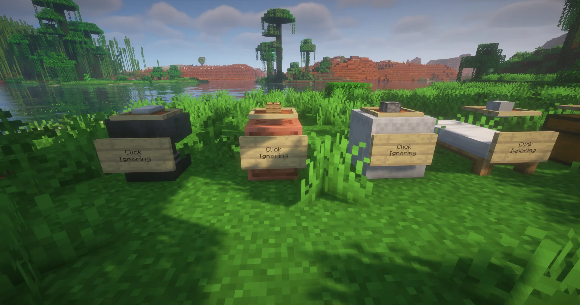 Настройки мода Click Ignoring в Minecraft