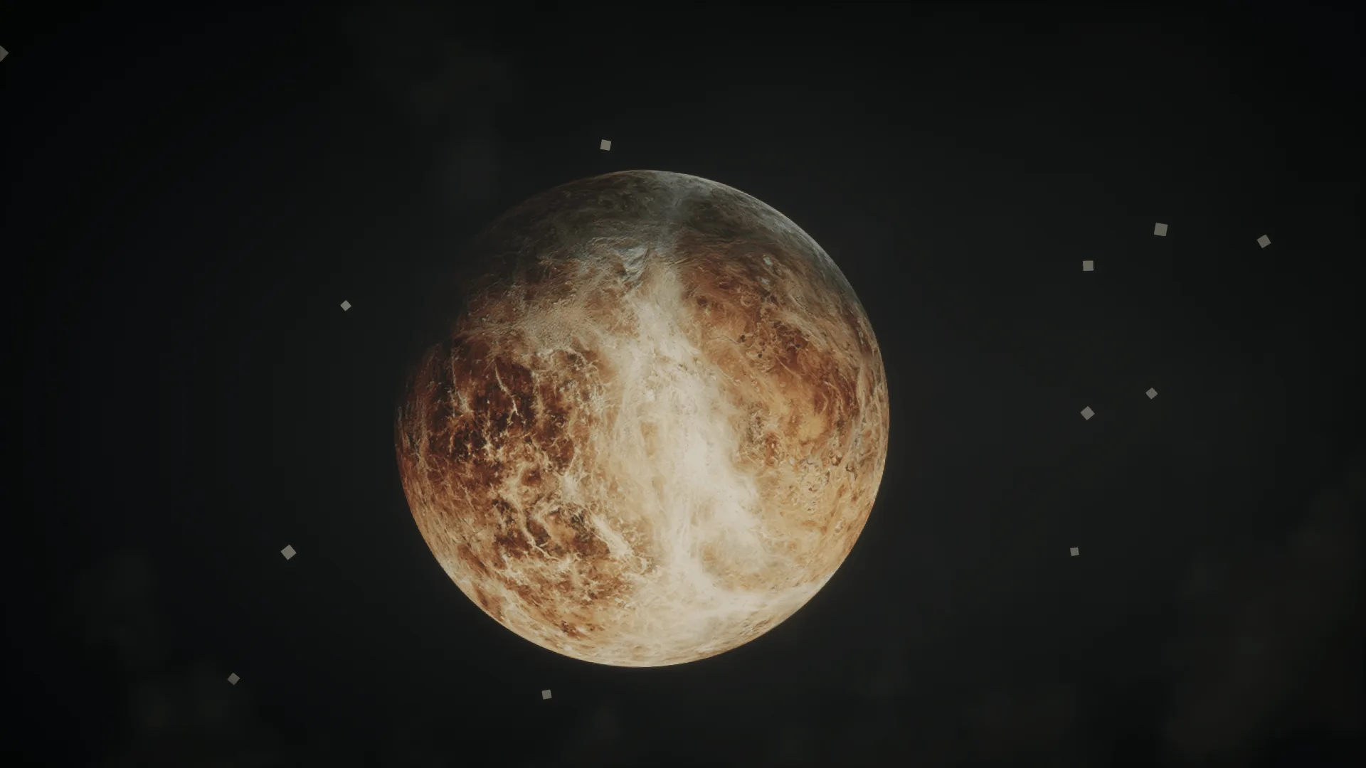 Скриншот проекта planet: фаза убывающей Луны на Венере.