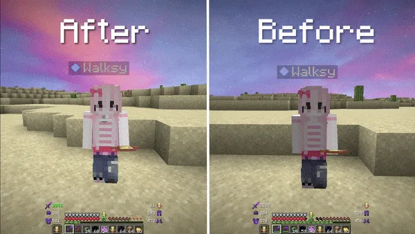 Сравнение анимации смерти моба до и после установки мода No Death Animation.