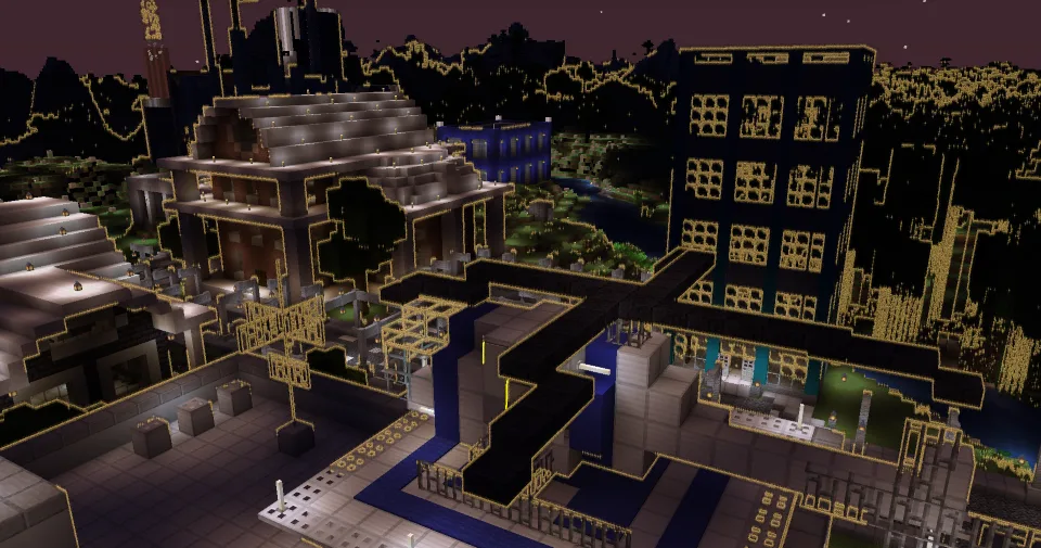 Shader Neon Skylines на изображении города ODST.