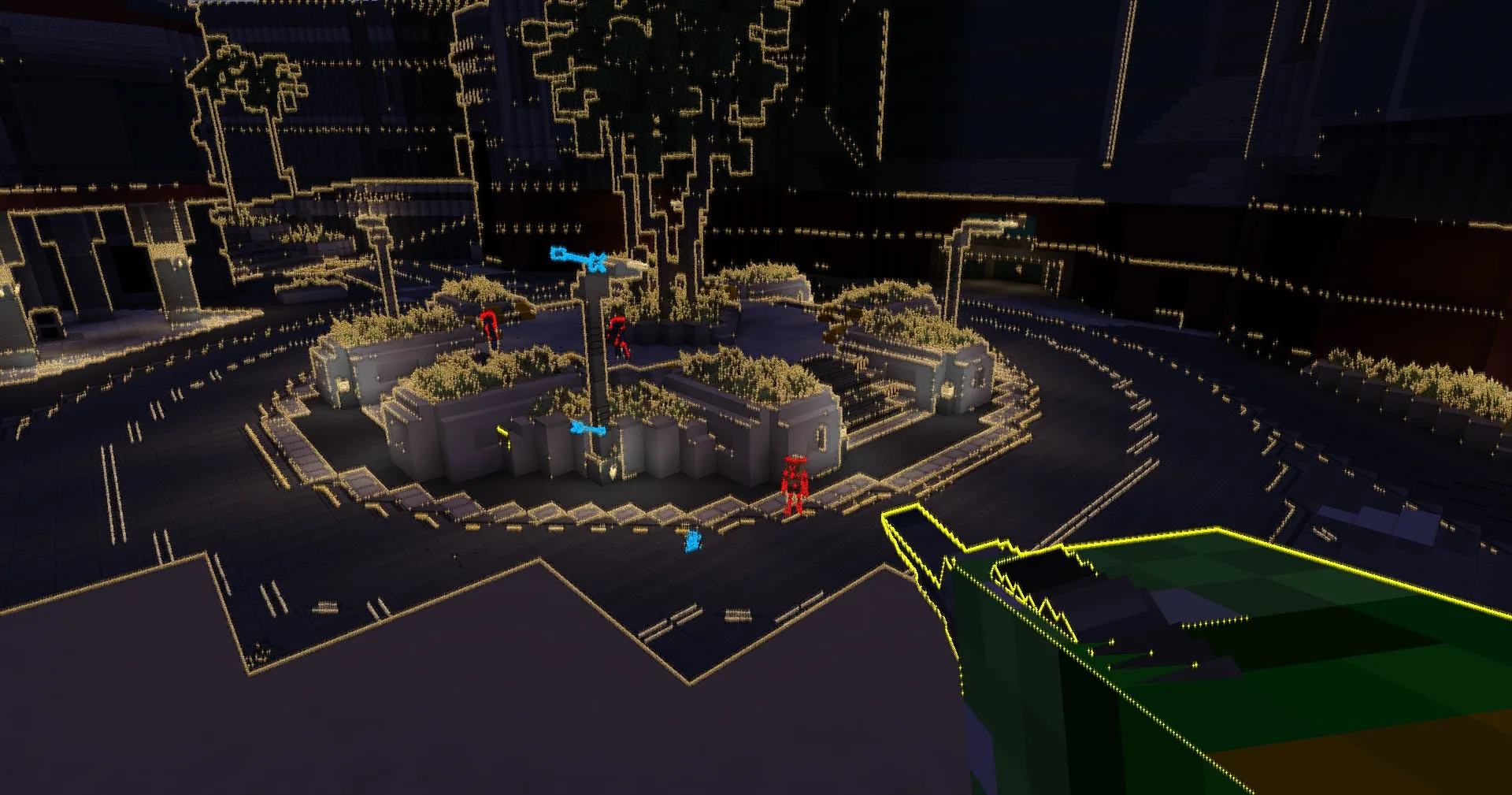 Неоновые огни Нью-Момбасы в игре Minecraft.