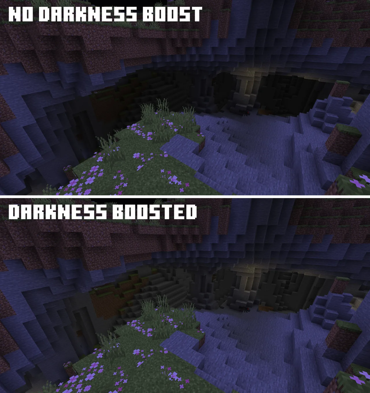 Сравнение яркости без усиления темных участков