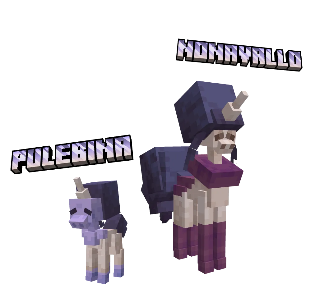 Гибрид Spectrier, Galarian Ponyta и Mudbray из проекта Cobblemon: Storybook Hybrids.