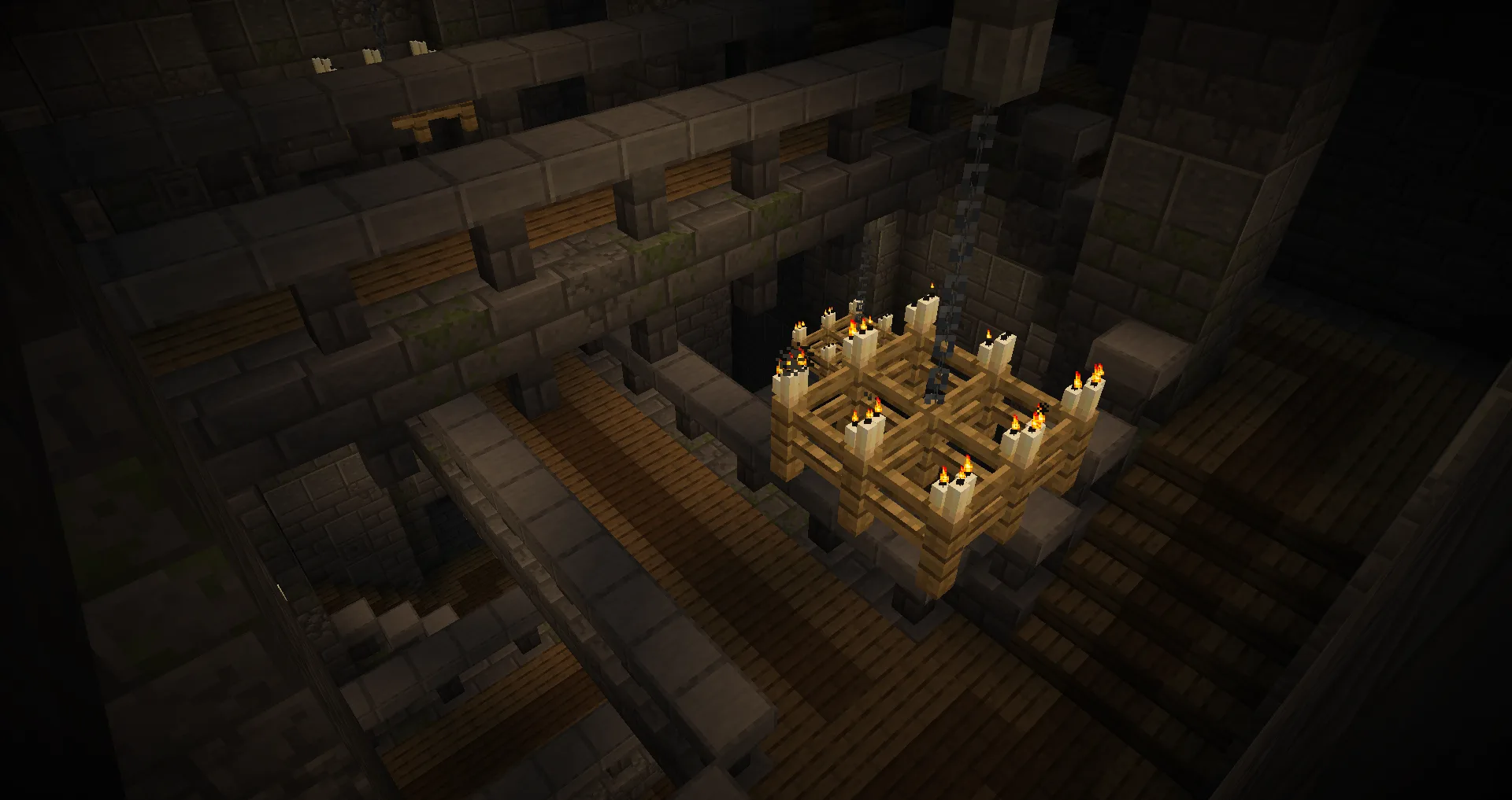 Сложный лестничный комплекс, соединяющий вестибюль с портальной комнатой в обновленной крепости.