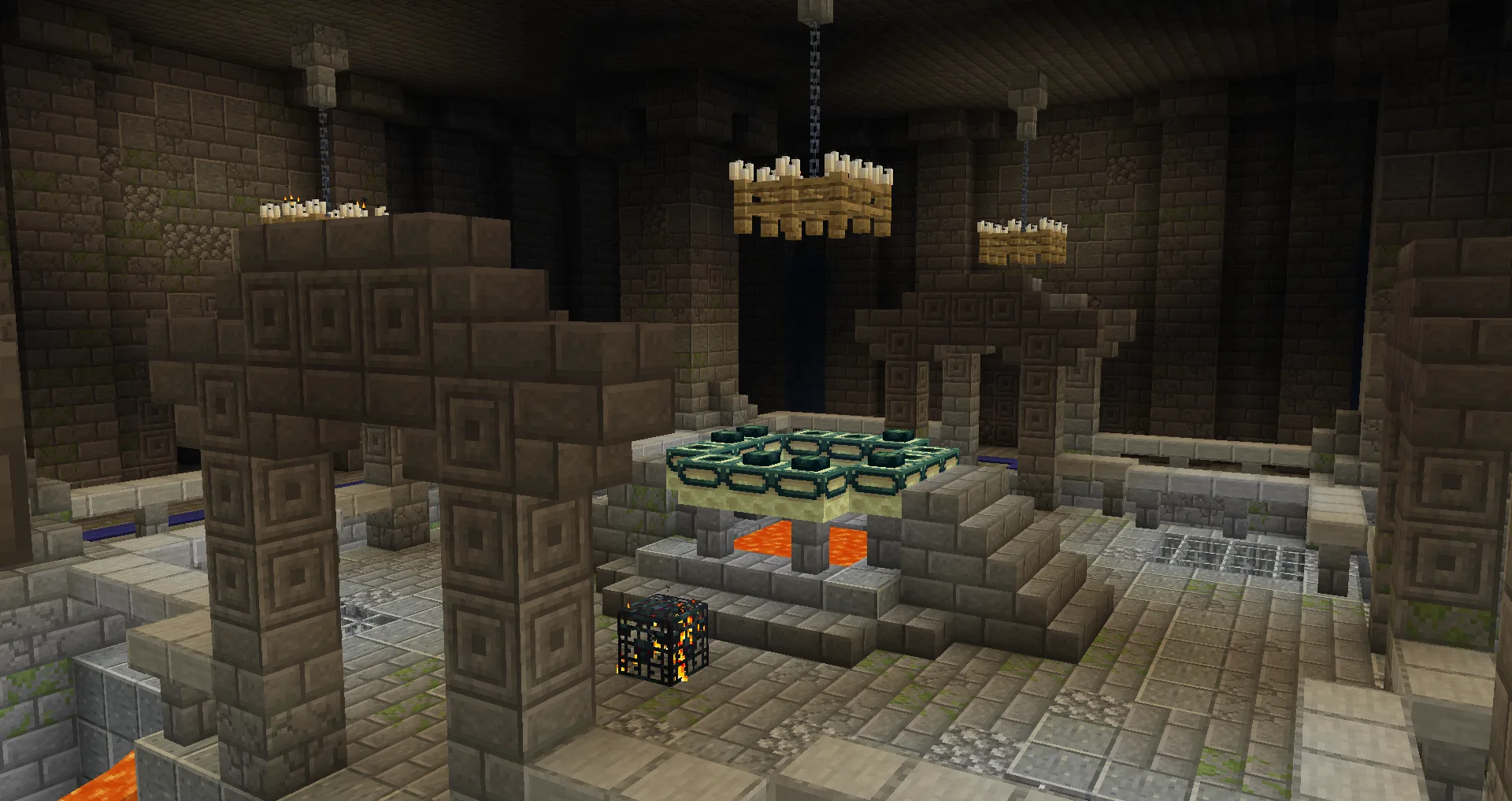 Обновленная комната с порталом в Край из мода Dungeons and Taverns Stronghold Overhaul.