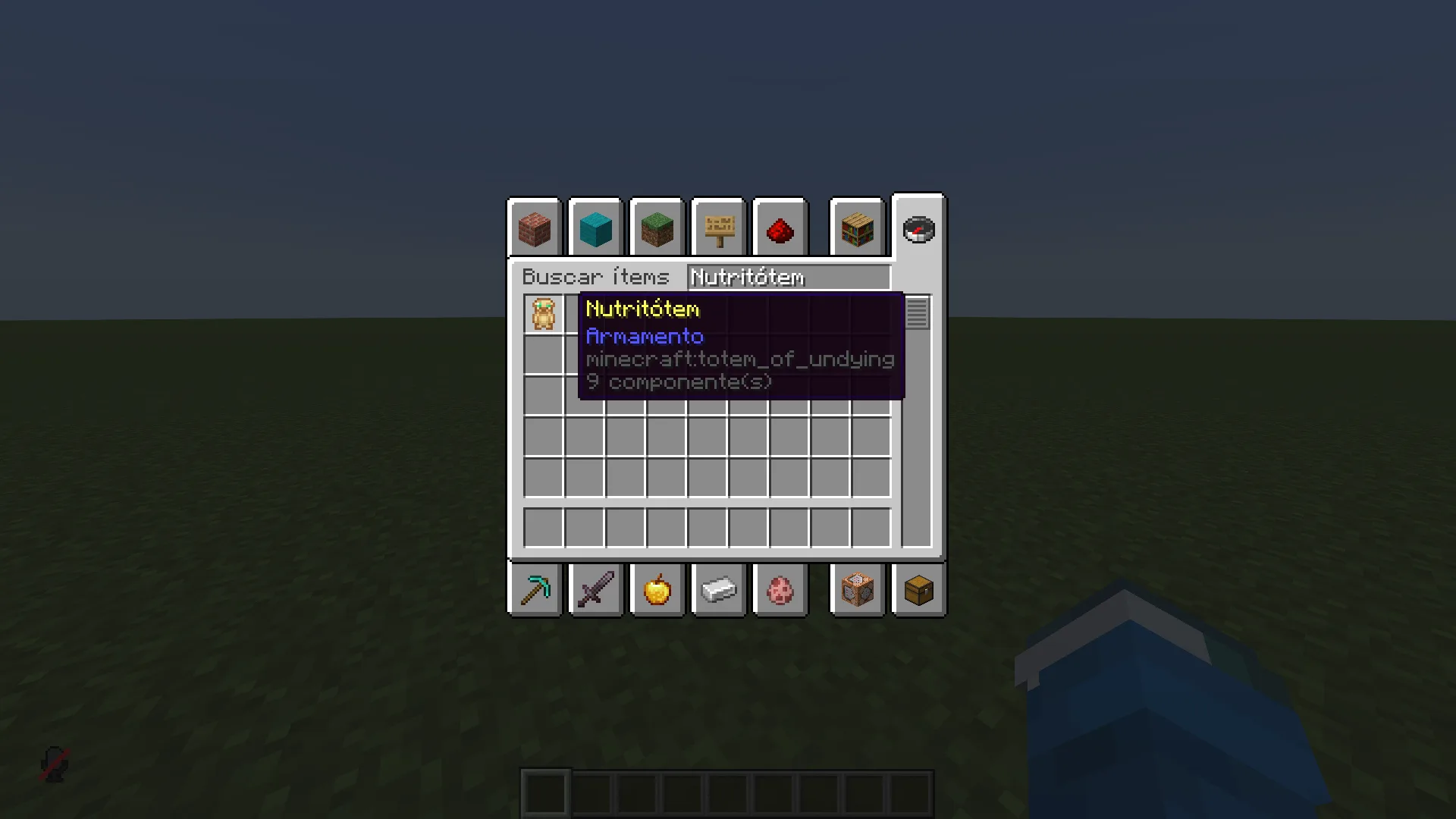 Отображение предметов Nutritótem в творческом инвентаре