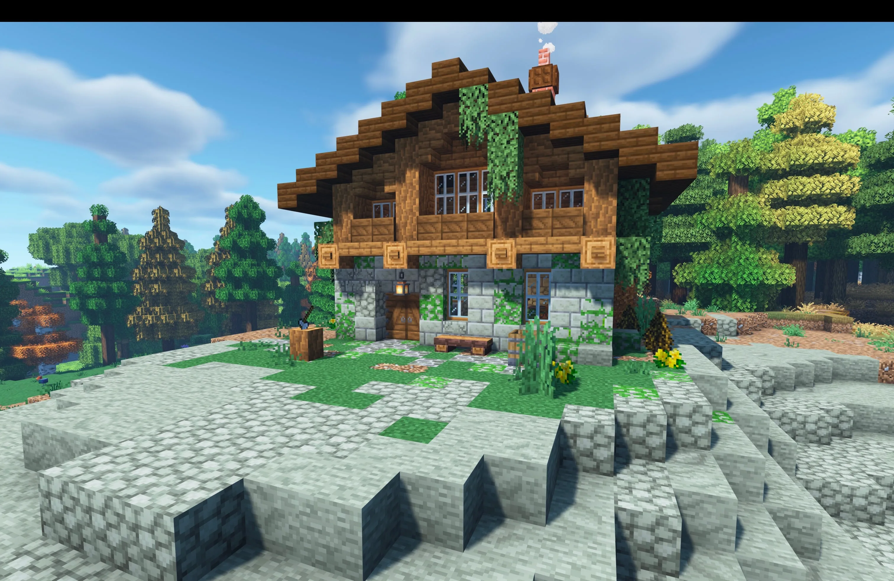 Шале, построенное из блоков мода [Let's Do] Meadow.