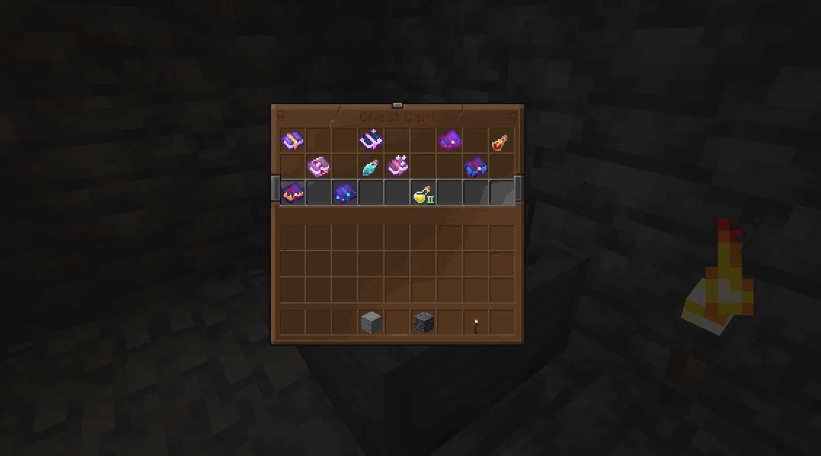 Кастомные книги, зелья и интерфейс вагонетки с сундуком в стиле Rick's Default для Minecraft 1.21.5+.