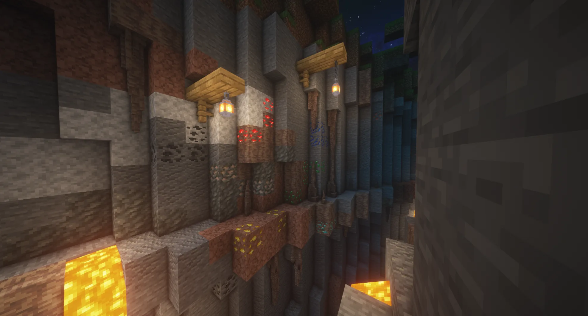 Текстуры руд в стиле Rick's Default с поддержкой соединения блоков.