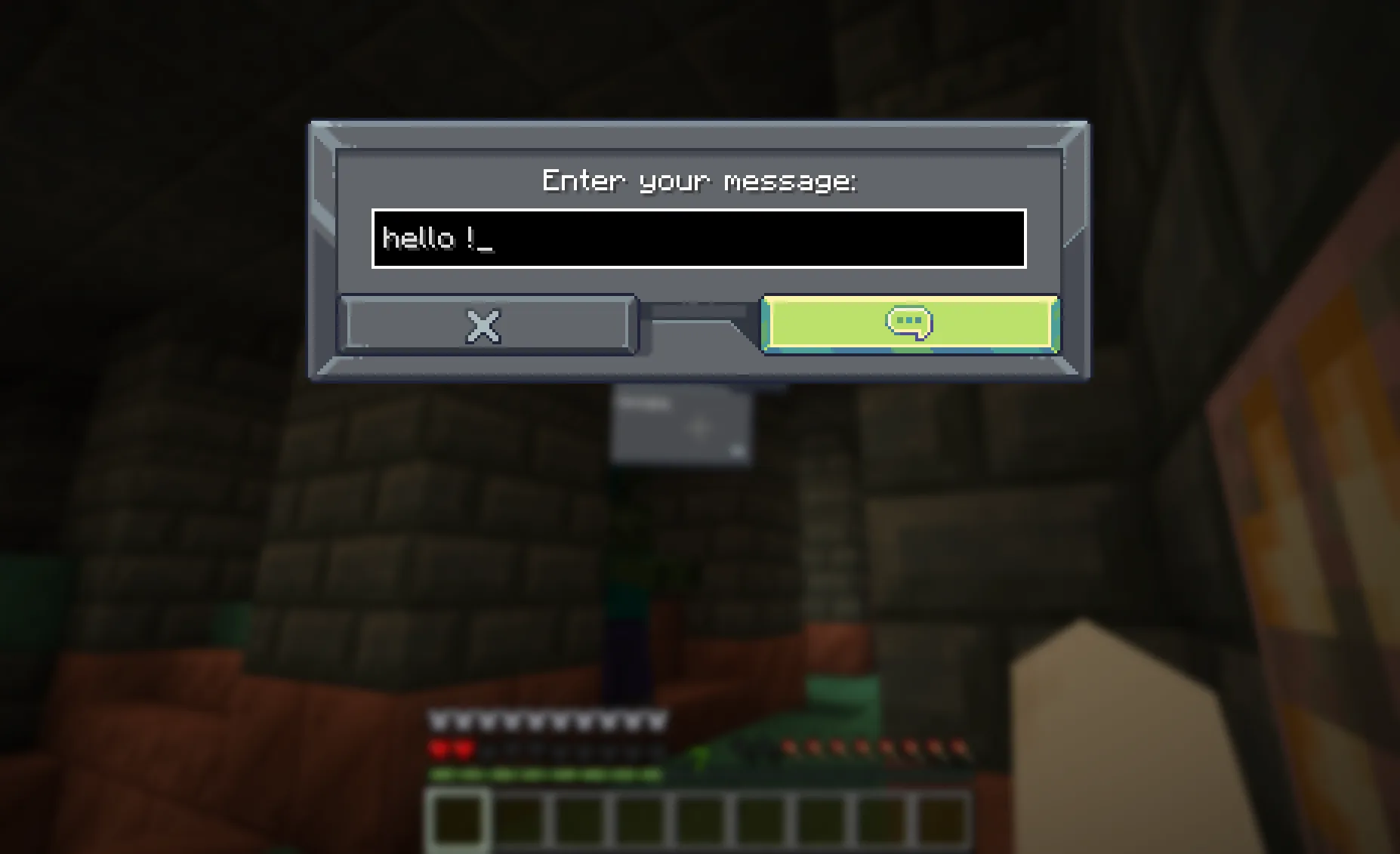 Интерфейс мода CreatureChat™ в Minecraft.