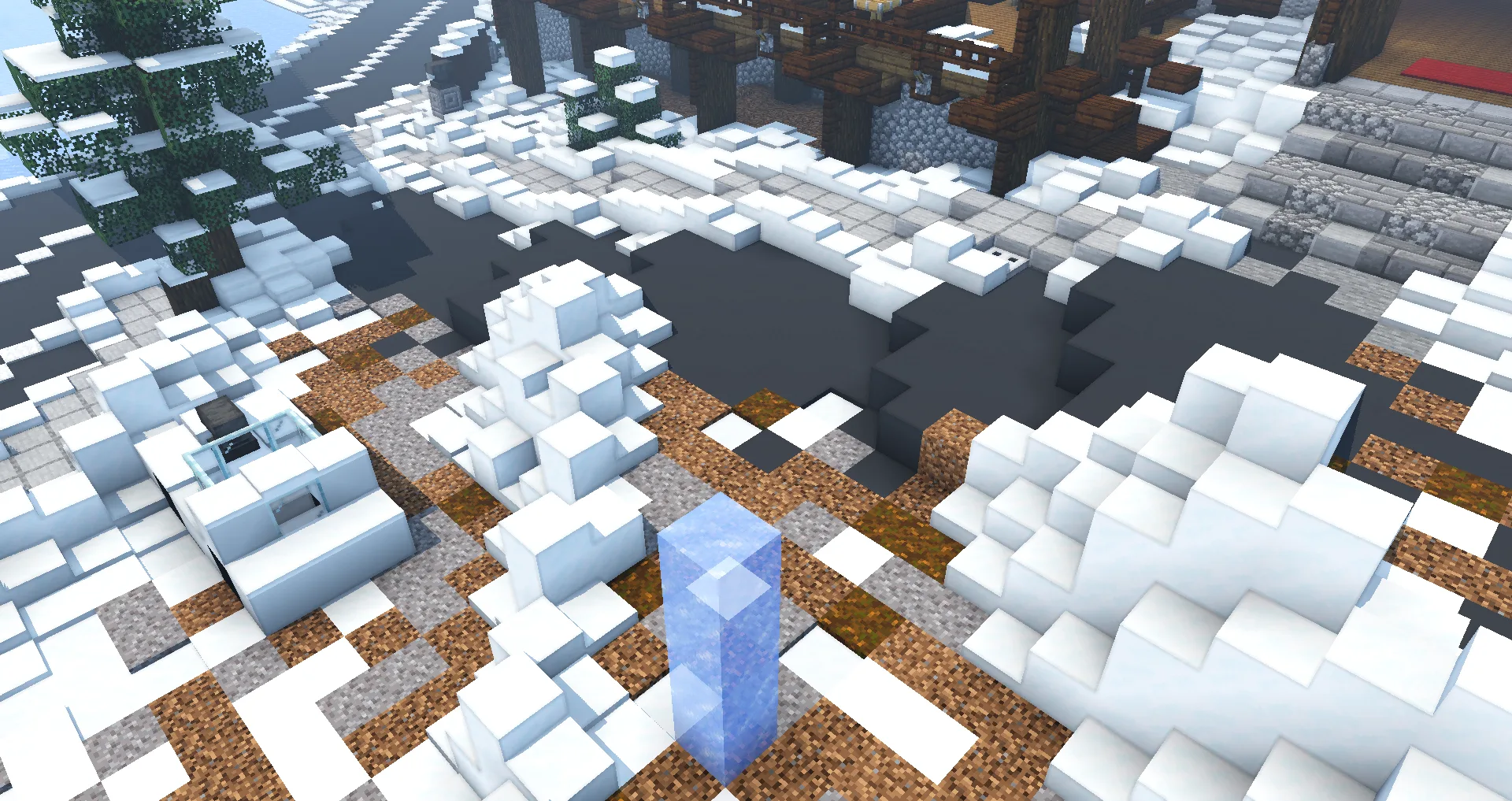 Monophonic Shaderpack на карте горнолыжного курорта.