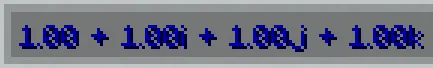 Иота 1 + 1i + 1j + 1k в моде Complex Hex