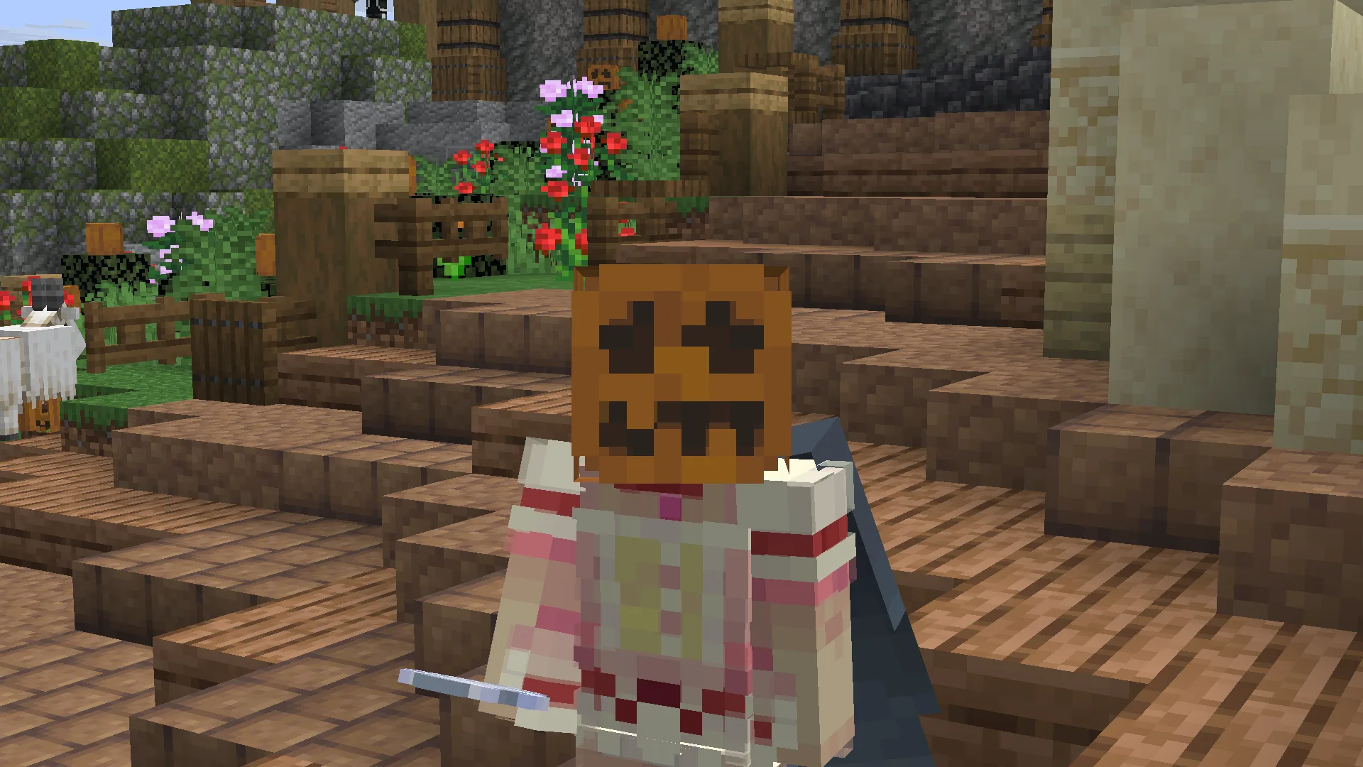 Тыква Мадоки на голове.