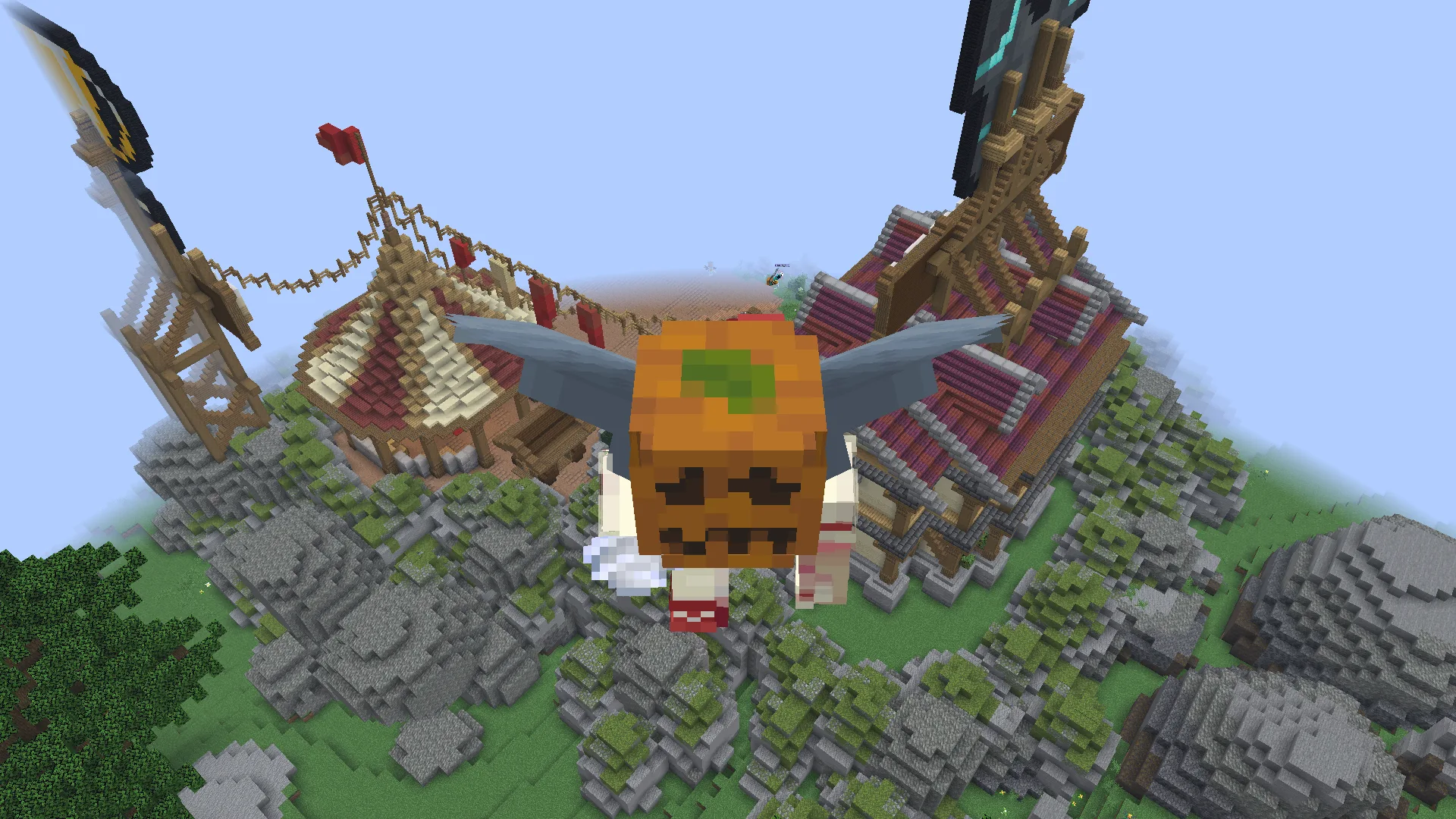 Летающая тыква в Minecraft.