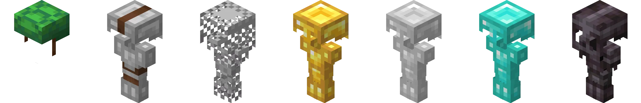 Рендеры пиксельно-корректных слоев брони для детских моделей мобов из ресурс-пака Pixel Consistency.