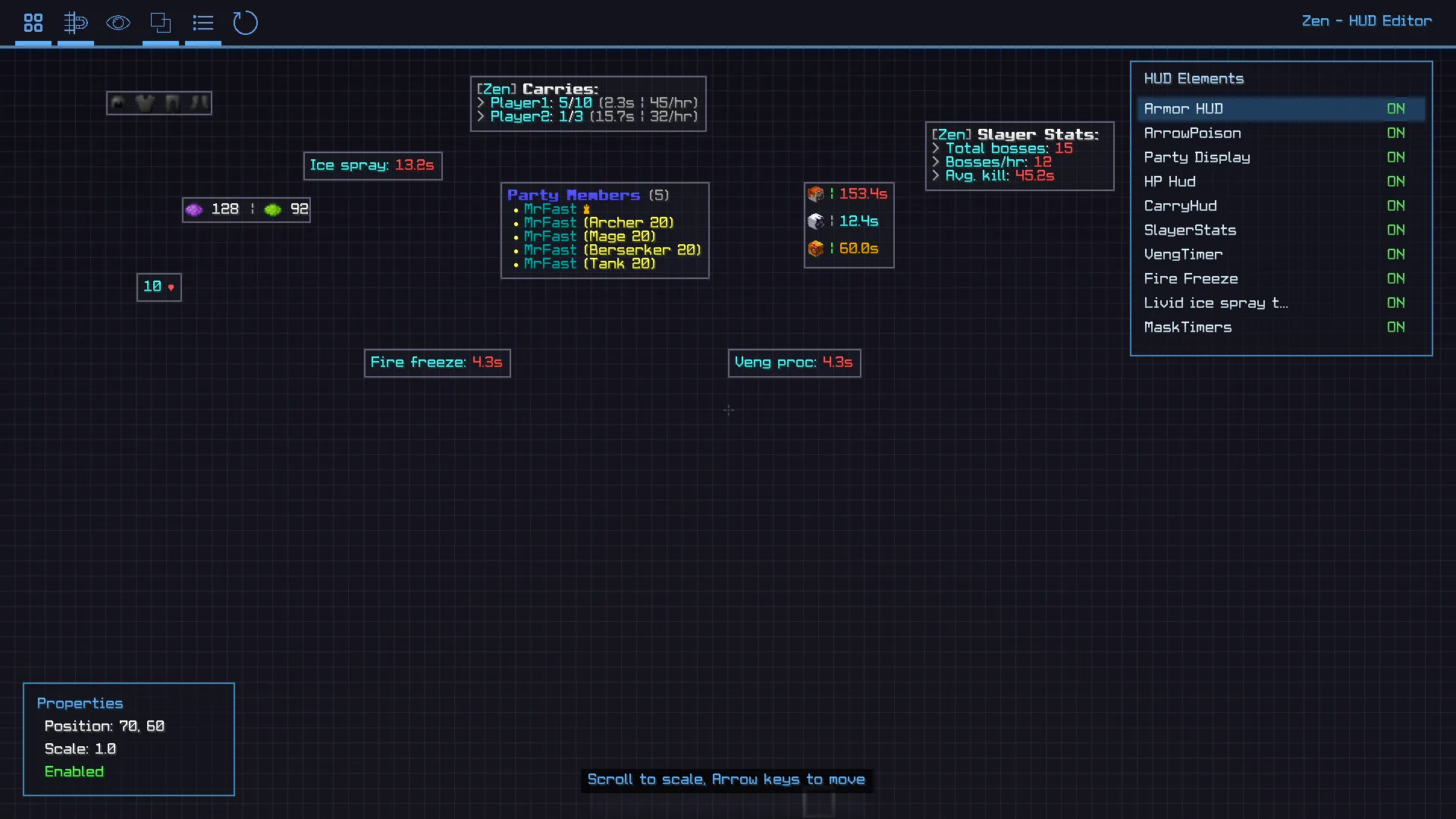 Интерфейс редактора HUD в проекте Zen.