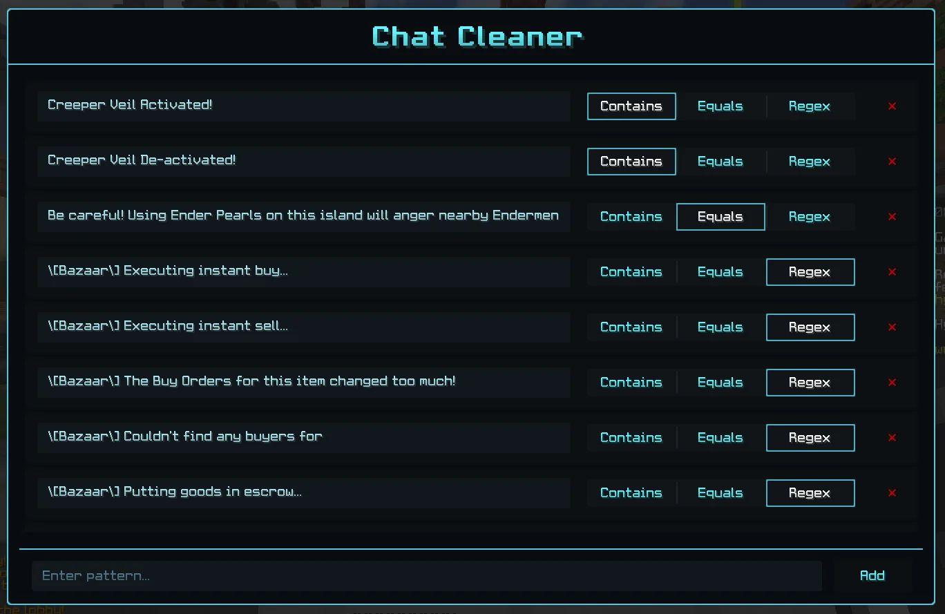 Чат в Minecraft с удаленными сообщениями с помощью плагина Zen Chat Cleaner.