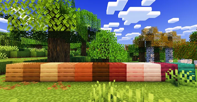 Текстуры большинства деревянных досок, кроме бамбуковых, из ресурспака Reshaped Vanilla.