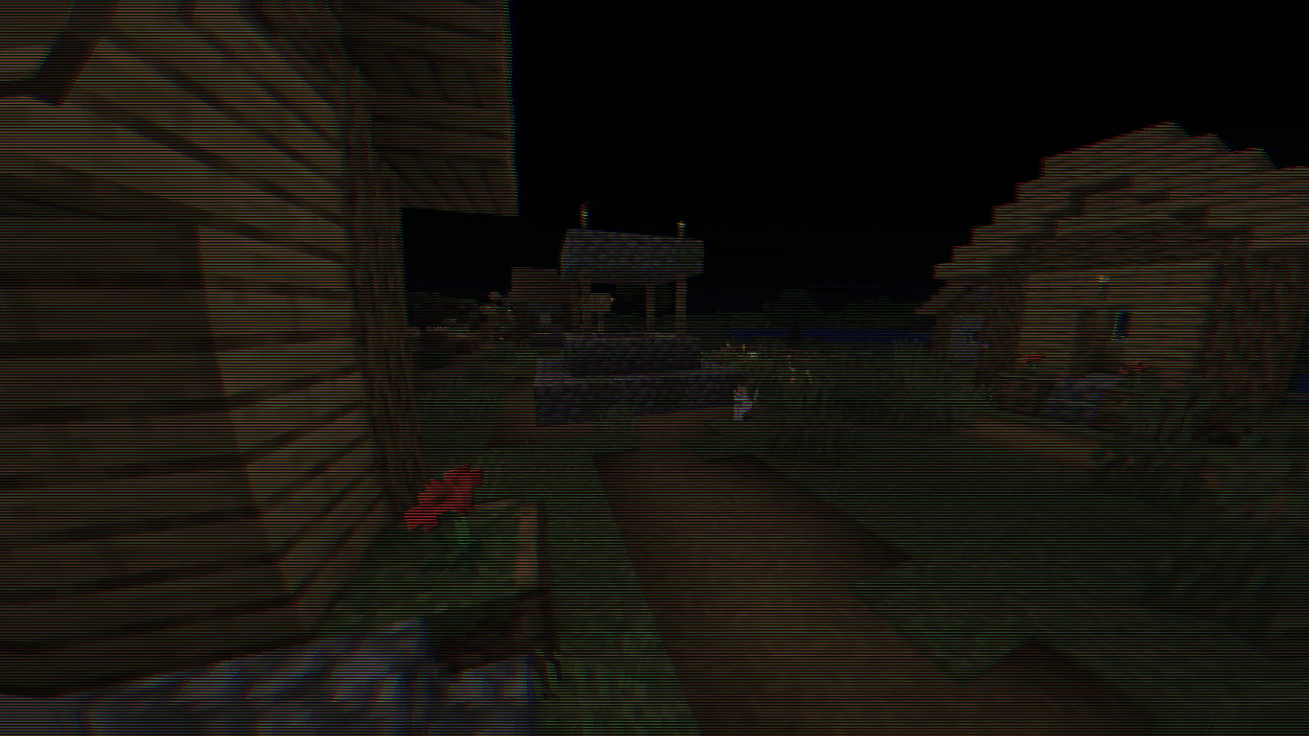 Деревня ночью с CRT-шейдером.