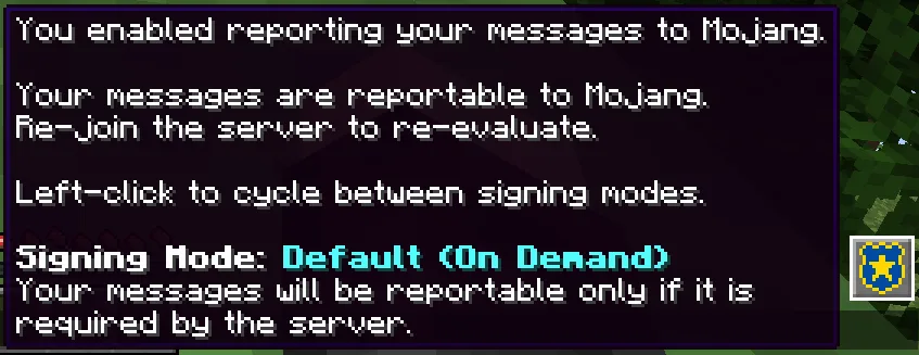 Мод для Minecraft, позволяющий игрокам сообщать о нарушениях в чате.