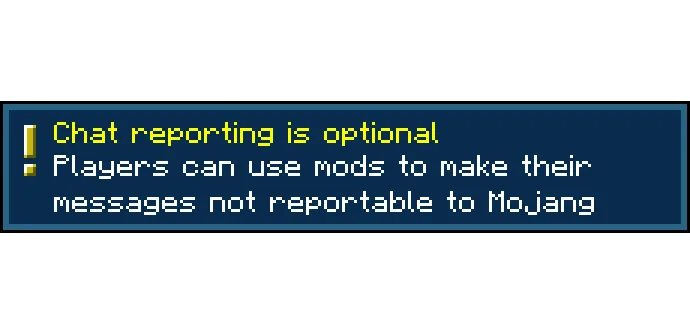 Всплывающее окно с предупреждением в Minecraft.