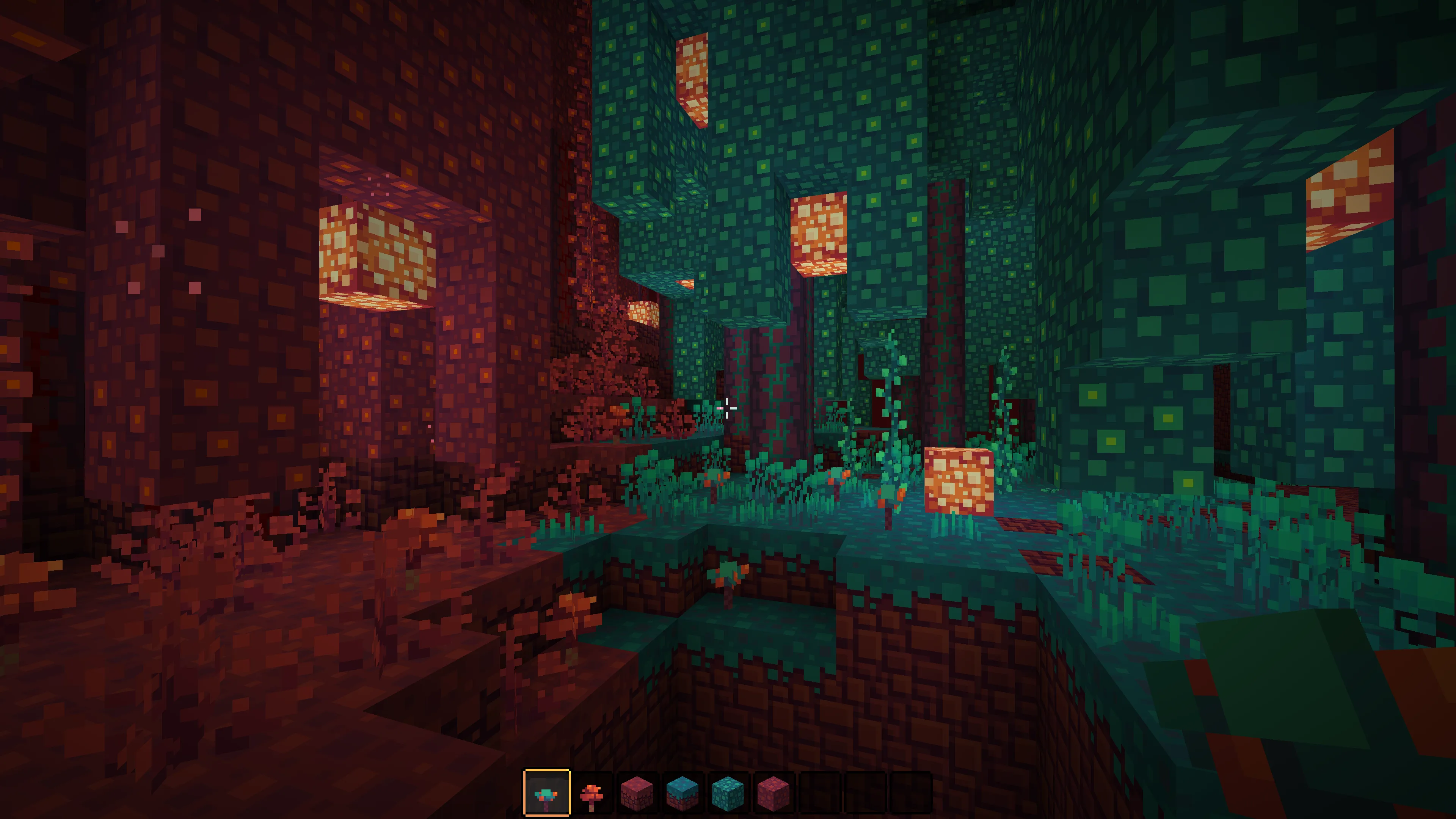 Пиксель-арт проекта BlockPixel с пейзажем Нижнего мира.